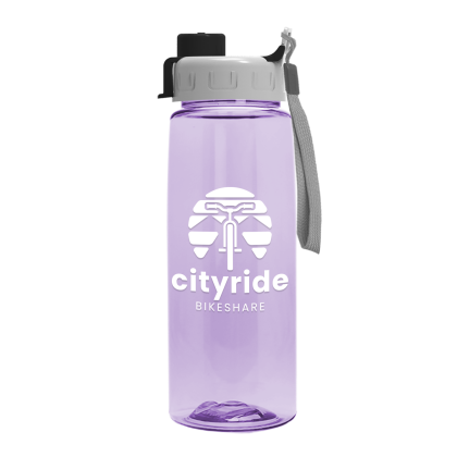 Custom 26 Oz. Transparent Tritan Bottle With Quick Snap Lid - Translucent Lilac