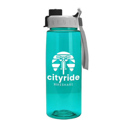 Custom 26 Oz. Transparent Tritan Bottle With Quick Snap Lid - Translucent teal