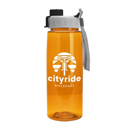 Custom 26 Oz. Transparent Tritan Bottle With Quick Snap Lid - Translucent orange