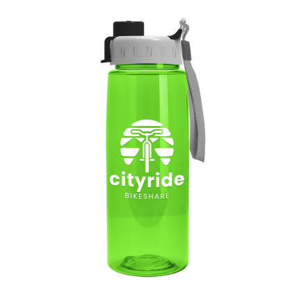 Custom 26 Oz. Transparent Tritan Bottle With Quick Snap Lid - Translucent lime green