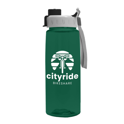 Custom 26 Oz. Transparent Tritan Bottle With Quick Snap Lid - Translucent dark green
