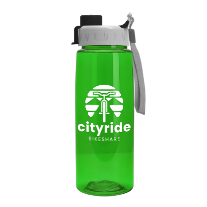 Custom 26 Oz. Transparent Tritan Bottle With Quick Snap Lid - Translucent green
