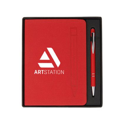 Custom Magnetic Journal & Metal Pen Set - Red Custom Magnetic Journal & Metal Pen Set - Red