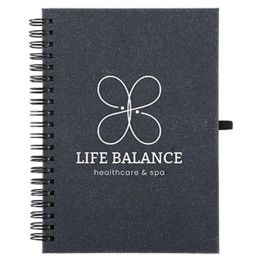 Custom 5" x 7" Bonded Leather Spiral Notebook w/FSC Paper - Dark Grey Custom 5" x 7" Bonded Leather Spiral Notebook w/FSC Paper - Dark Grey