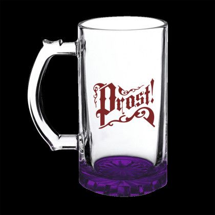 Custom 16 oz Color Bottom Beer Stein - Purple Custom 16 oz Color Bottom Beer Stein - Purple