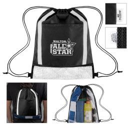 Custom Game Time rPET Reflective Drawstring Bag Custom Game Time rPET Reflective Drawstring Bag