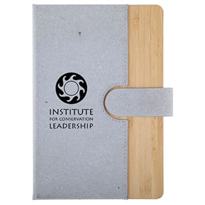 Custom Bamboo Journal with Magnetic Closure - Light Grey Custom Bamboo Journal with Magnetic Closure - Light Grey