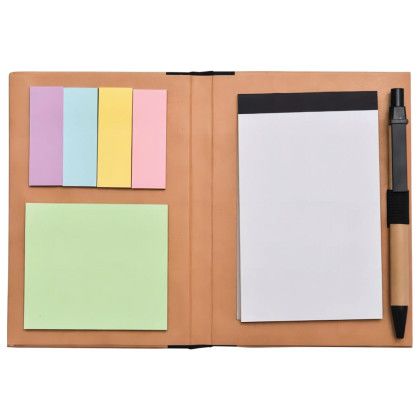 Custom Recycled Cardboard Notebook with Calculator and Sticky Tabs - Open  View
