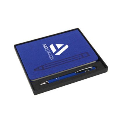 Custom Magnetic Journal & Metal Pen Set - Blue Custom Magnetic Journal & Metal Pen Set - Blue