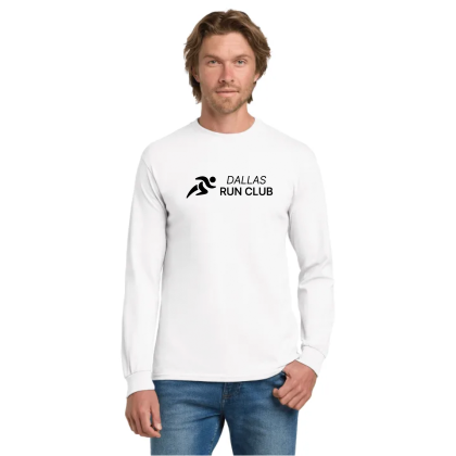 Custom Gildan - Heavy Cotton 100% Cotton Long Sleeve T-Shirt - White Front View