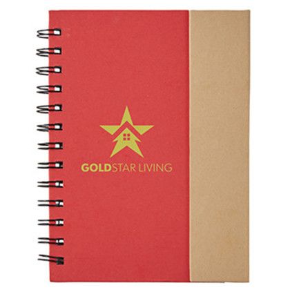 Custom Eco Magnetic Notebook with Sticky Notes & Pen - Red