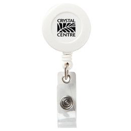 Custom Round Secure-A-Badge with Alligator Clip - White Custom Round Secure-A-Badge with Alligator Clip - White