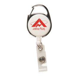 Custom Carabiner Secure-A-Badge - White Custom Carabiner Secure-A-Badge - White