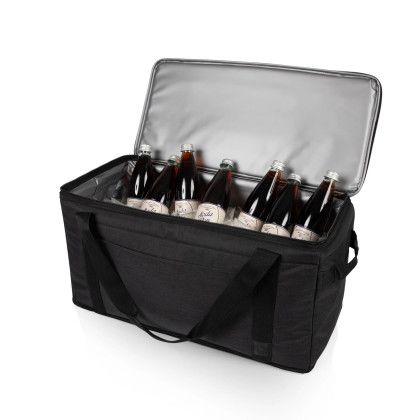 Custom 64 Can Collapsible Cooler - Black In Use Custom 64 Can Collapsible Cooler - Black In Use