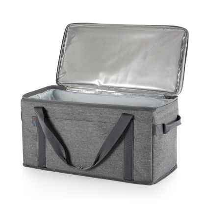 Custom 64 Can Collapsible Cooler - Heathered Gray Open View Custom 64 Can Collapsible Cooler - Heathered Gray Open View