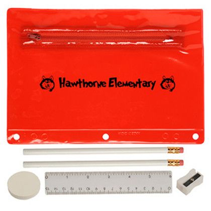 Custom Translucent Deluxe School Kit-Blank Contents - Translucent Red