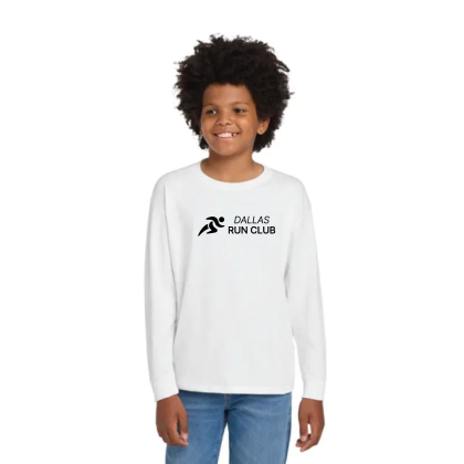 Custom Gildan Youth Heavy Cotton 100% Cotton Long Sleeve T-Shirt - White Front View Custom Gildan Youth Heavy Cotton 100% Cotton Long Sleeve T-Shirt - White Front View