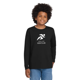 Custom Gildan Youth Heavy Cotton 100% Cotton Long Sleeve T-Shirt - Black Front View Custom Gildan Youth Heavy Cotton 100% Cotton Long Sleeve T-Shirt - Black Front View