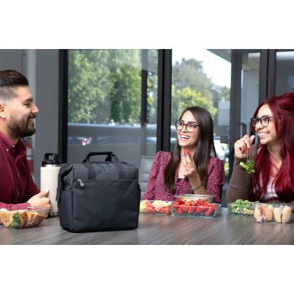 Custom On the Go Lunch Bag Cooler - Black Lifestyle View Custom On the Go Lunch Bag Cooler - Black Lifestyle View