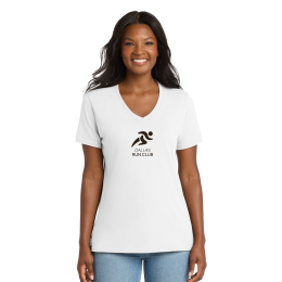 Custom Port & Company Women's Core Cotton V-Neck Tee - White Front View Custom Port & Company Women's Core Cotton V-Neck Tee - White Front View