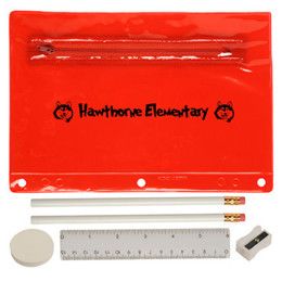 Custom Translucent Deluxe School Kit-Blank Contents - Translucent Red Custom Translucent Deluxe School Kit-Blank Contents - Translucent Red