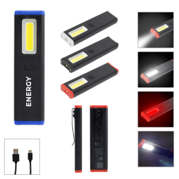 Custom Rechargeable Slim Clip COB Flashlight - All Colors 