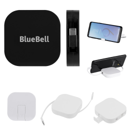 Custom 60W rABS Retractable Quick Charging Cable & Phone Stand - All Colors 