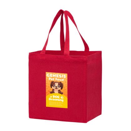 Custom Recycled Cotton Canvas Grocery Bag |12x8x13| - Color-Evolution - Red