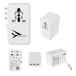 Custom 35W International Travel Adapter & Charging Cable - White Custom 35W International Travel Adapter & Charging Cable - White