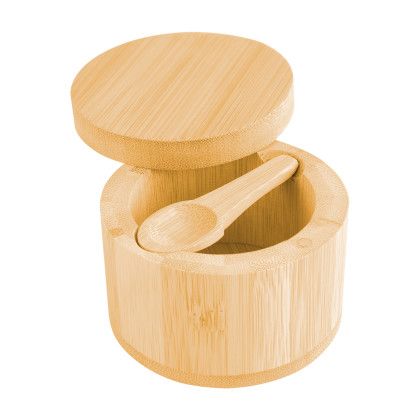 Custom Bamboo Salt Cellar - Open View Custom Bamboo Salt Cellar - Open View