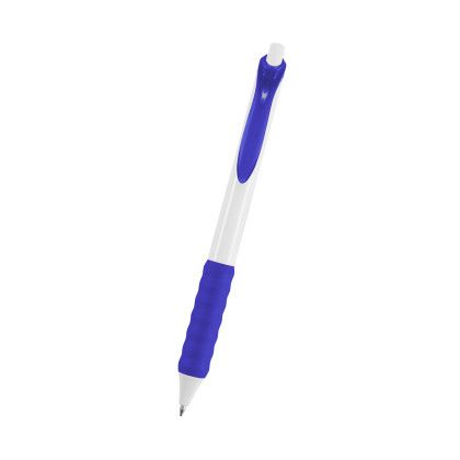 Custom Rowan rABS Gel Pen - White With Royal Blue Front View Custom Rowan rABS Gel Pen - White With Royal Blue Front View