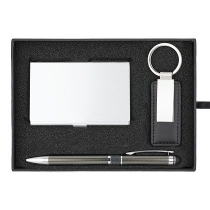 Custom Embassy Card Holder Pen and Keyring Gift Set - Front View Custom Embassy Card Holder Pen and Keyring Gift Set - Front View
