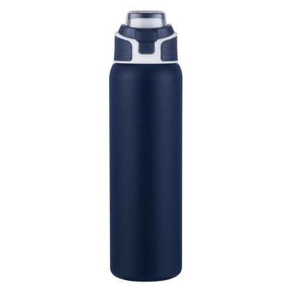 Custom 28 oz. PopSip Vacuum Insulated Water Bottle with Sipper Lid - Navy Blue Custom 28 oz. PopSip Vacuum Insulated Water Bottle with Sipper Lid - Navy Blue