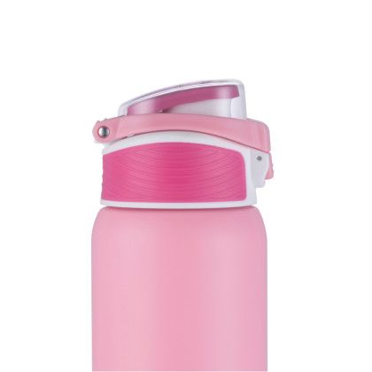Custom 28 oz. PopSip Vacuum Insulated Water Bottle with Sipper Lid - Pink - Side View Custom 28 oz. PopSip Vacuum Insulated Water Bottle with Sipper Lid - Pink - Side View
