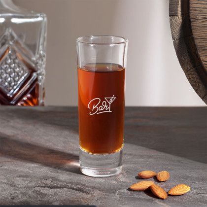Custom 2 oz. Tall Shot Glass on Table Custom 2 oz. Tall Shot Glass on Table