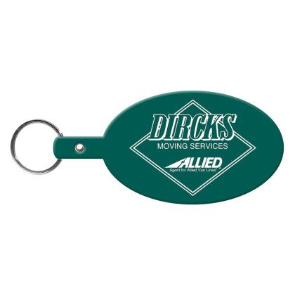 Custom Large Oval Flexible Key Tag - Dark Green Custom Large Oval Flexible Key Tag - Dark Green
