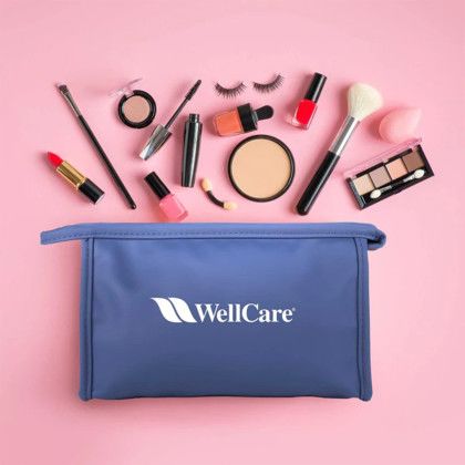 Custom Chic Large Soft PU Cosmetic Pouch - Navy Lifestyle View 