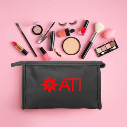 Custom Chic Large Soft PU Cosmetic Pouch - Black Lifestyle View 