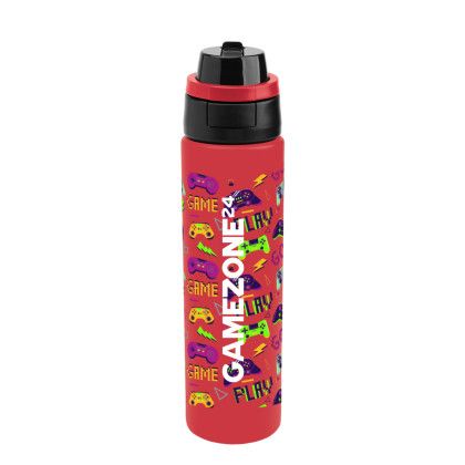 Custom 24 oz. Full Color Pop Sip & Chug Recycled Stainless Steel Bottle - Red with black Custom 24 oz. Full Color Pop Sip & Chug Recycled Stainless Steel Bottle - Red with black