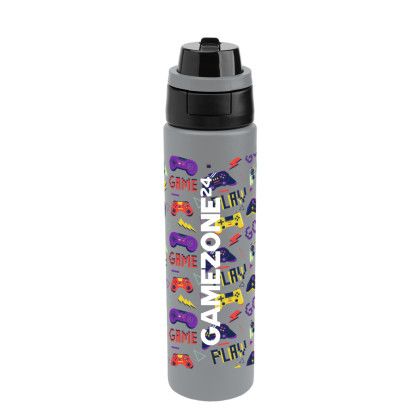 Custom 24 oz. Full Color Pop Sip & Chug Recycled Stainless Steel Bottle - Gray with black Custom 24 oz. Full Color Pop Sip & Chug Recycled Stainless Steel Bottle - Gray with black