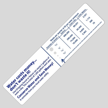 Custom Die Cut Drip Gauge With Holes Punched - Back View Custom Die Cut Drip Gauge With Holes Punched - Back View