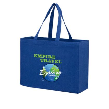 Custom Recycled Cotton Canvas Tote Bag |16x6x12| - Color-Evolution - Royal blue Custom Recycled Cotton Canvas Tote Bag |16x6x12| - Color-Evolution - Royal blue