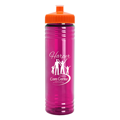 Translucent Hot Pink Printed Slim Fit UpCycle RPET Bottle Push-Pull Lid Translucent Hot Pink Printed Slim Fit UpCycle RPET Bottle Push-Pull Lid