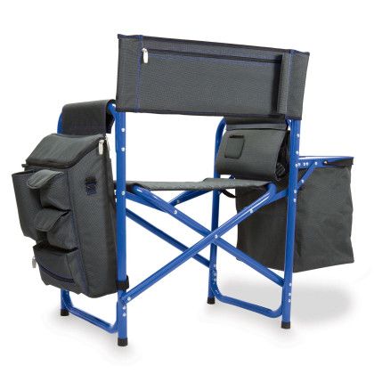 Custom Fusion Camping Chair - Dark Gray With Blue Back View Custom Fusion Camping Chair - Dark Gray With Blue Back View