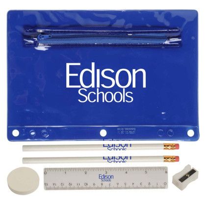 Custom  Translucent Deluxe School Kit-Imprinted Contents - Translucent Blue
