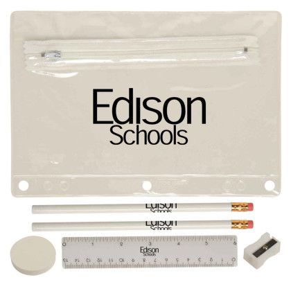 Custom  Translucent Deluxe School Kit-Imprinted Contents - Translucent Clear