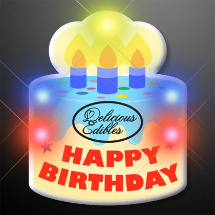Custom Happy Birthday Cake LED Pin Blinkies Custom Happy Birthday Cake LED Pin Blinkies