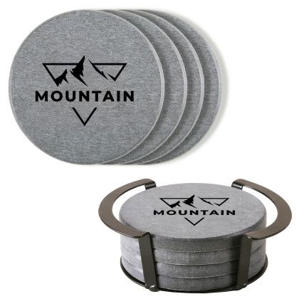 Custom Relic Diatomite Coaster: 4 Pc Set In Metal Stand