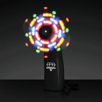 Custom Light Up Promotional Mini Fans with Black Handles Custom Light Up Promotional Mini Fans with Black Handles