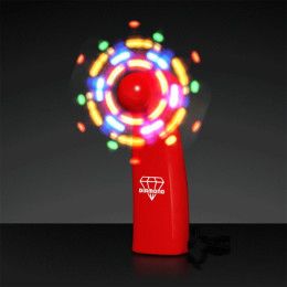 Custom Light Up Promotional Mini Fans with Red Handles Custom Light Up Promotional Mini Fans with Red Handles